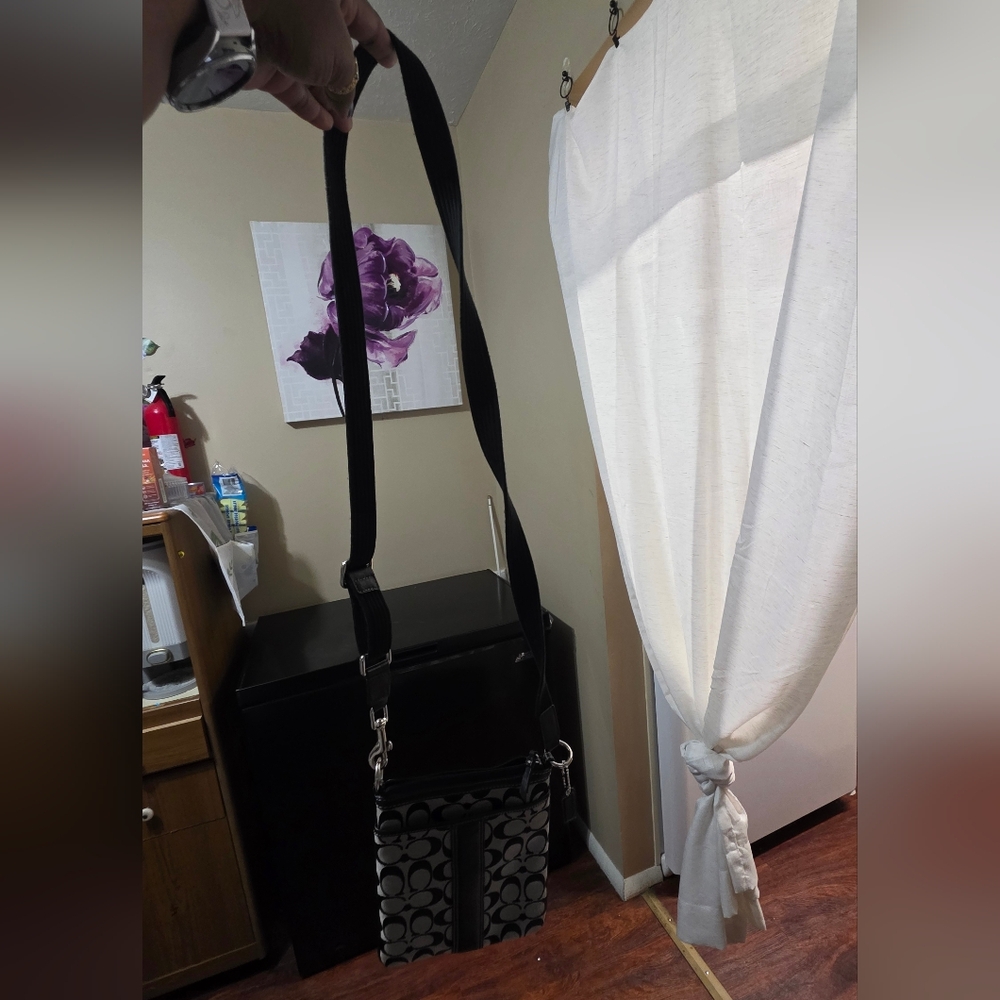COACH Black and Gray Patterned Crossbody Bag
